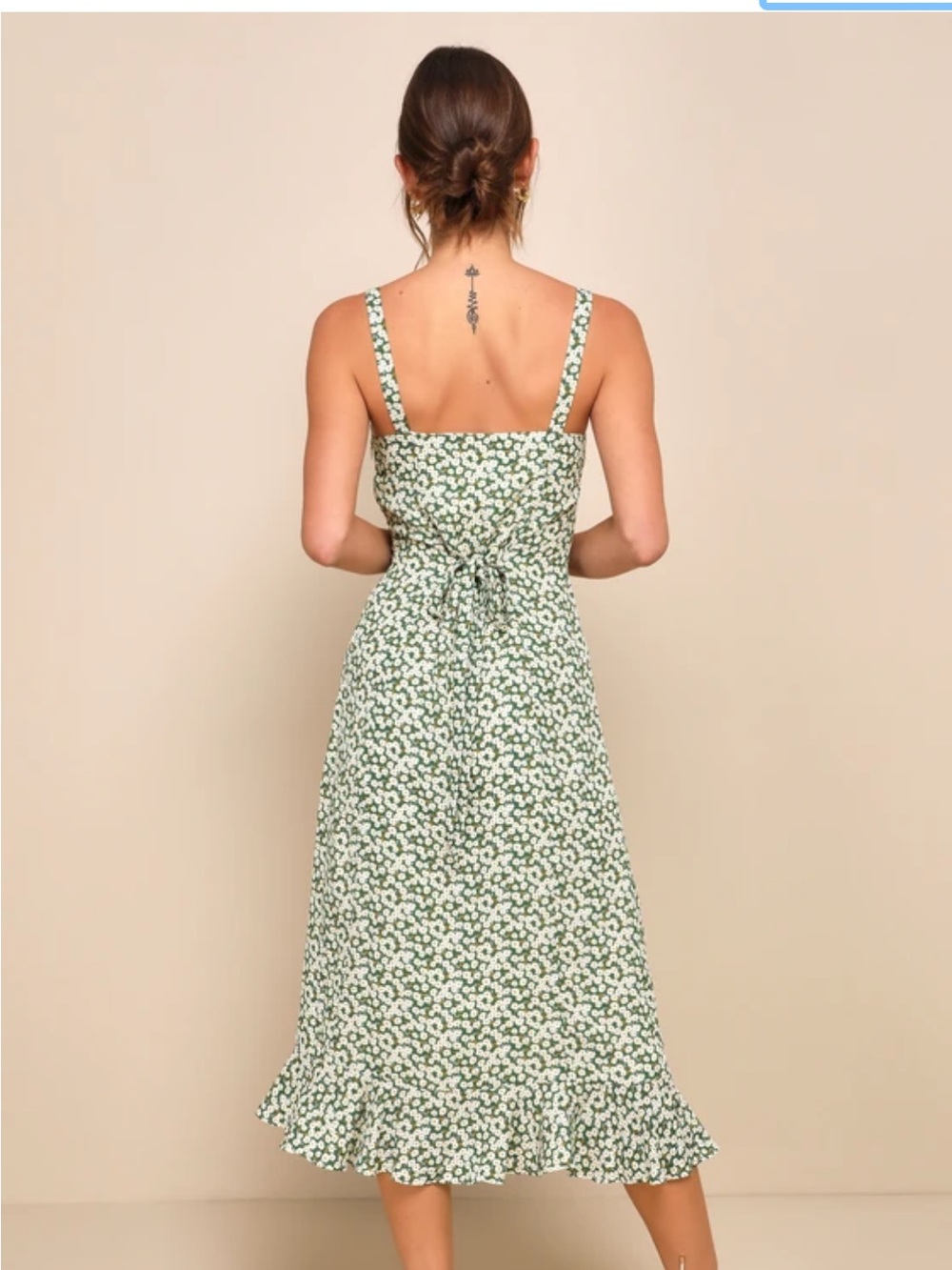 Lulus Green Floral Slip Midi Dress. Size Medium - Picture 4 of 14